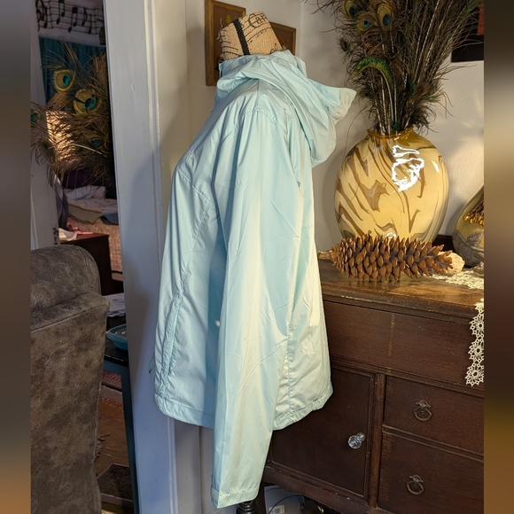 Columbia Women's Aqua Hooded Jacket Pockets - Picture 2 of 15